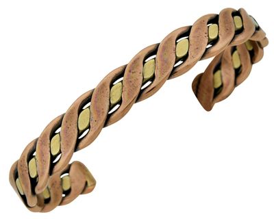 Brass and Copper Cuff Bracelet Brass Braid Small