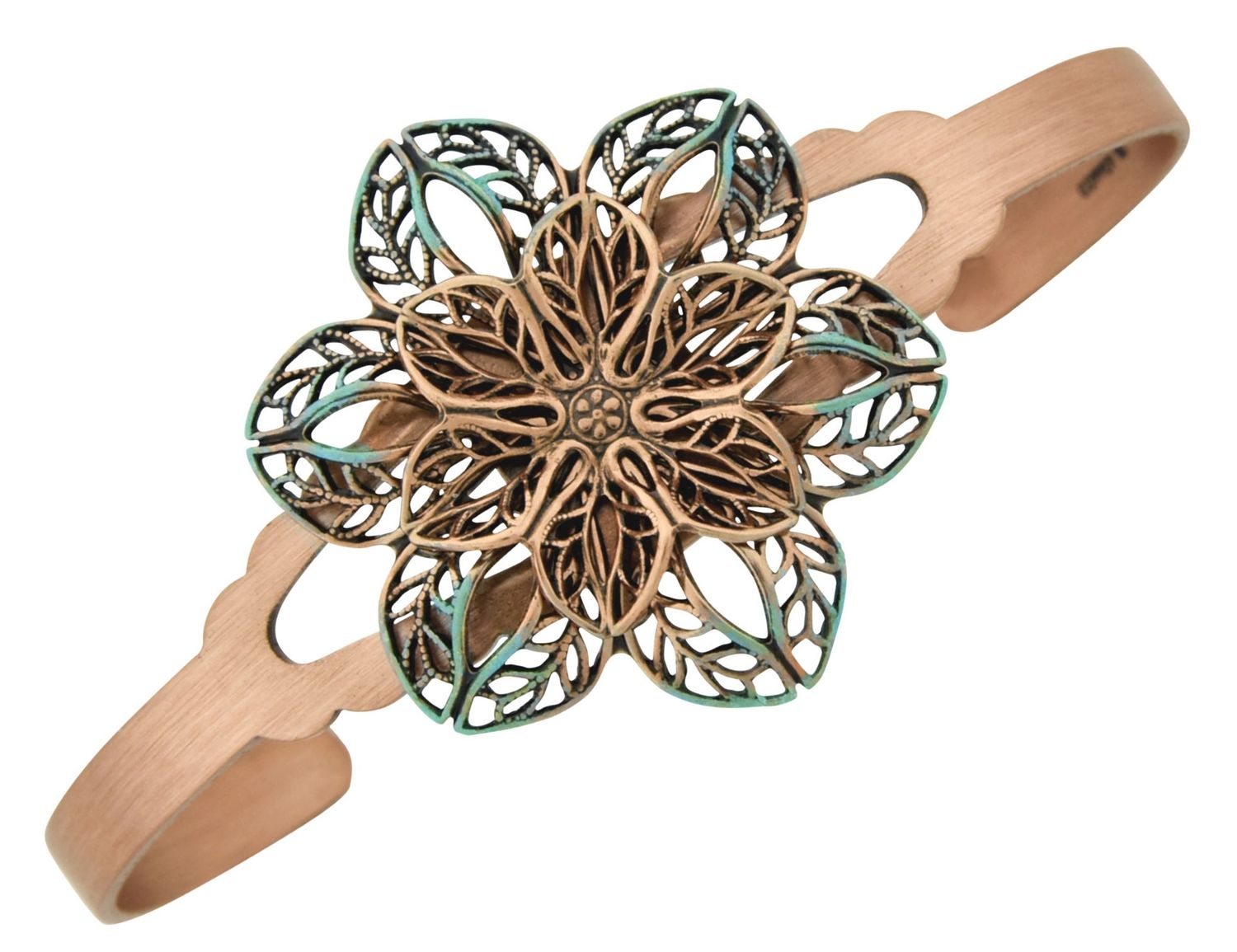 Copper Cuff Bracelet Flower