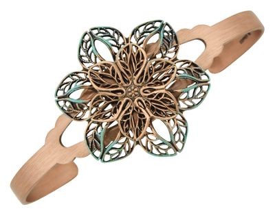 Copper Cuff Bracelet Flower