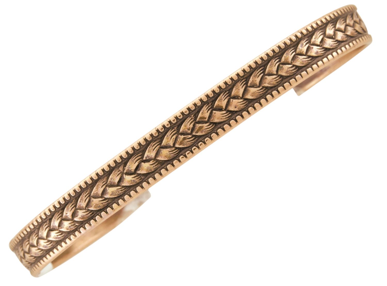 Copper Cuff Bracelet Braid Inlay