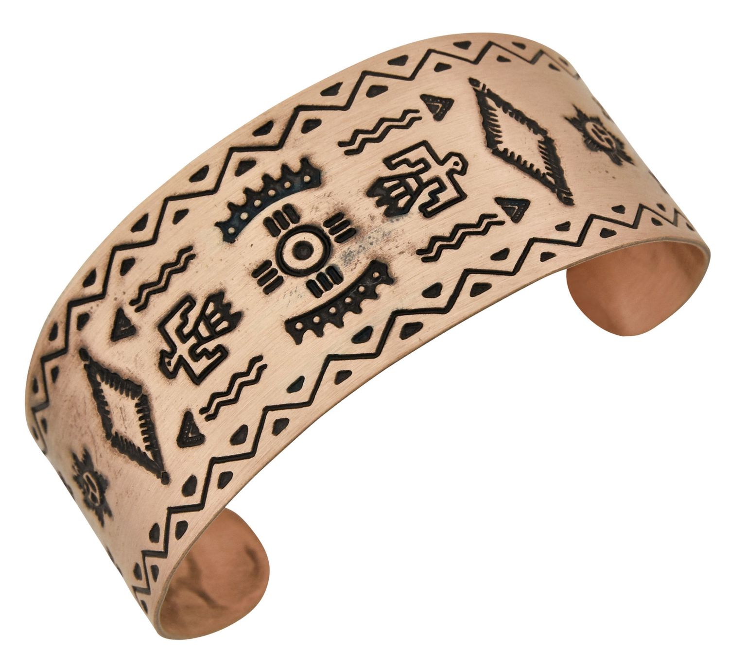 Copper Cuff Bracelet Aztec Thick Band