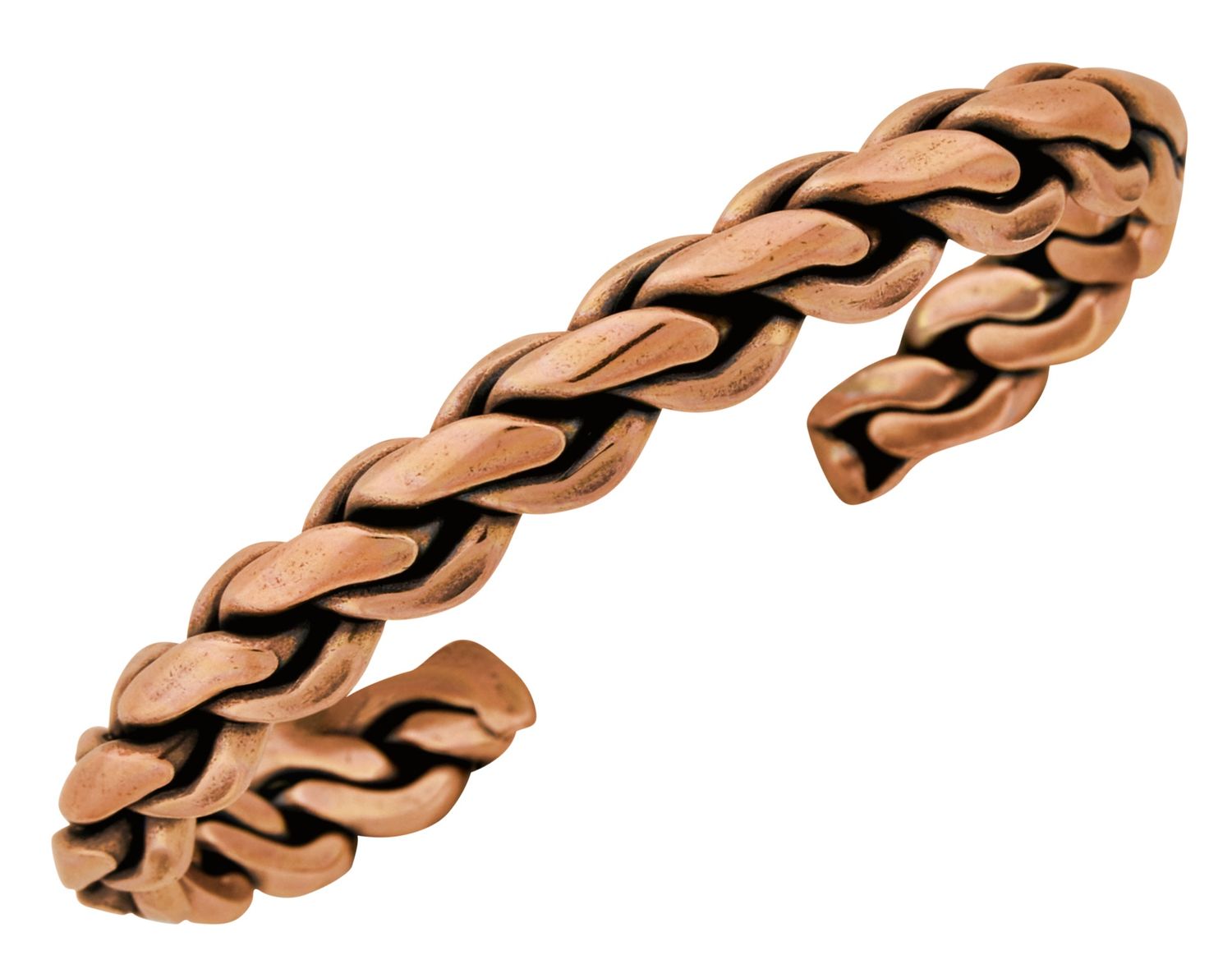 Copper Cuff Bracelet Braided with Raised Center