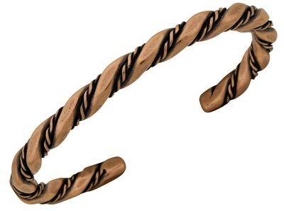 Copper Cuff Bracelet 2 banded Cord