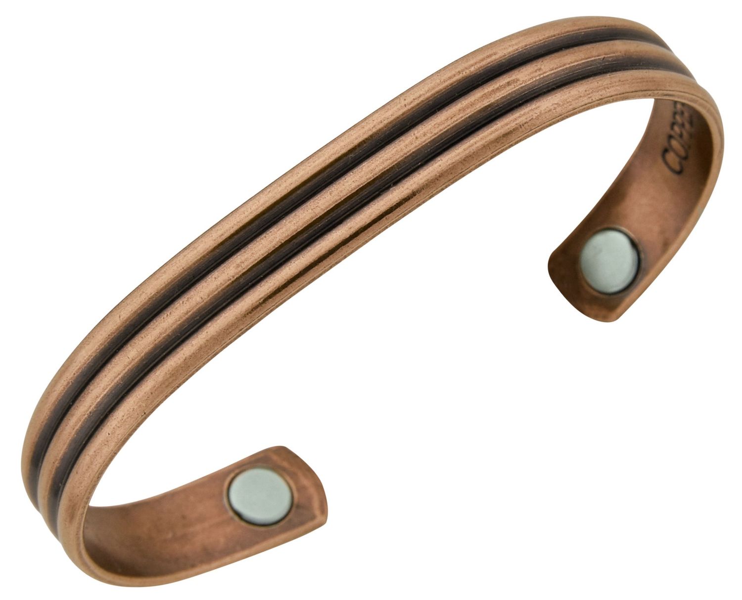 Copper Cuff Bracelet W/ Magnet Stripes L