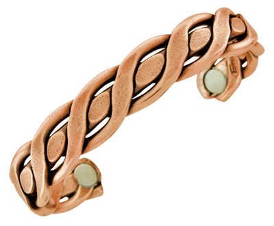 Copper Cuff Bracelet Braided L Magnetic
