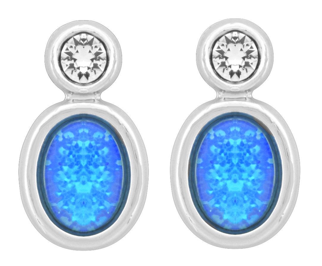 WHT Ear-Lab Blue Opal PPB White Crystal Earrings