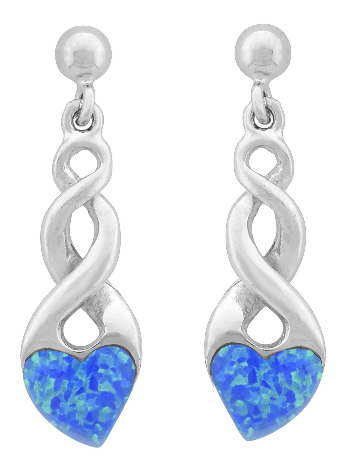 WHT Ear-Lab Blue Opal PPB Heart Spiral Earrings 758 BOW