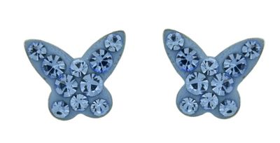 SS Ear-LT Sapphire PPB Blue Butterfly Earrings