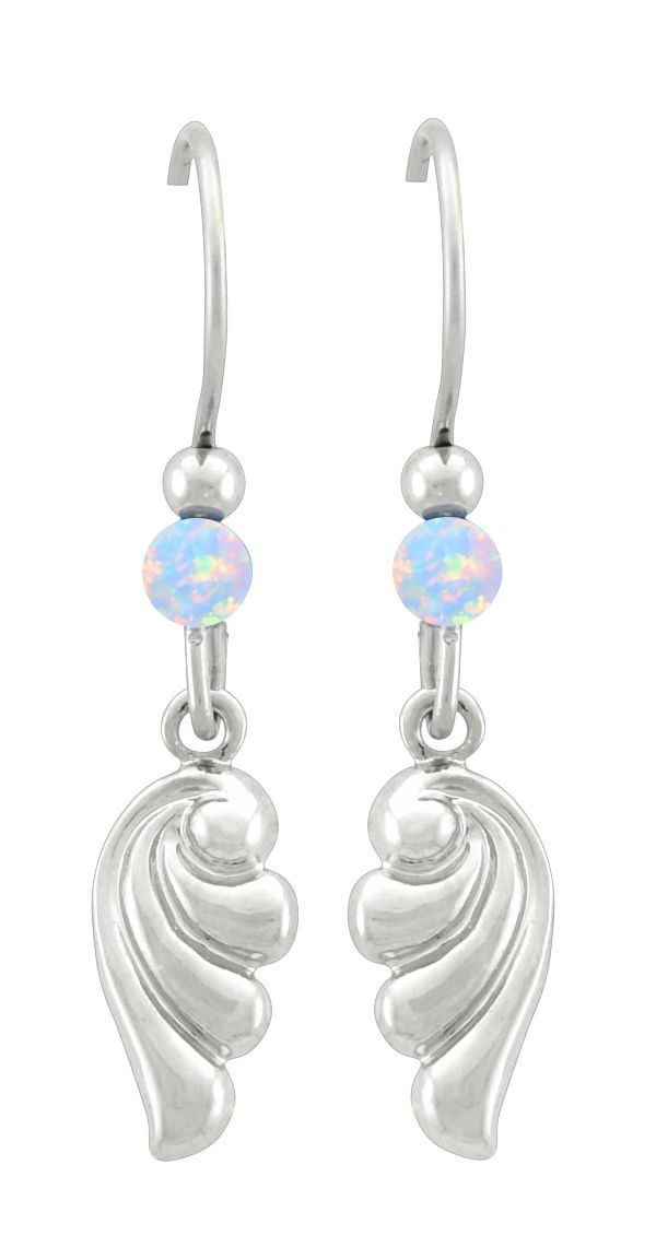 WHT Ear-Lab White Opal FH Wing and Opal Earrings