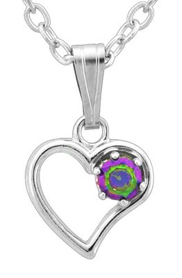 WHT Pend-Mystic CZ Heart W/ Crystal in Corner