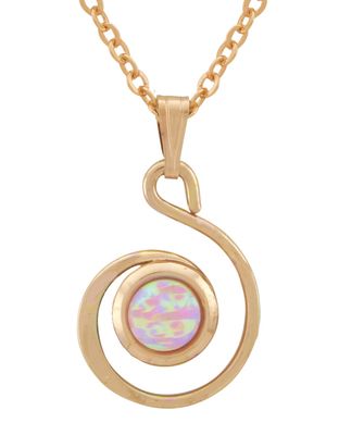 Pend-Lab Pink Opal Swirl W/ Opal Center Necklace