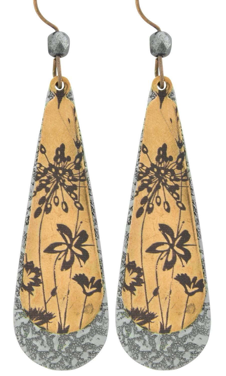 Earrings - Dangling Teardrop with Tree Design