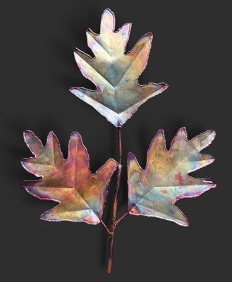 3 Oak Leaf Copper Art