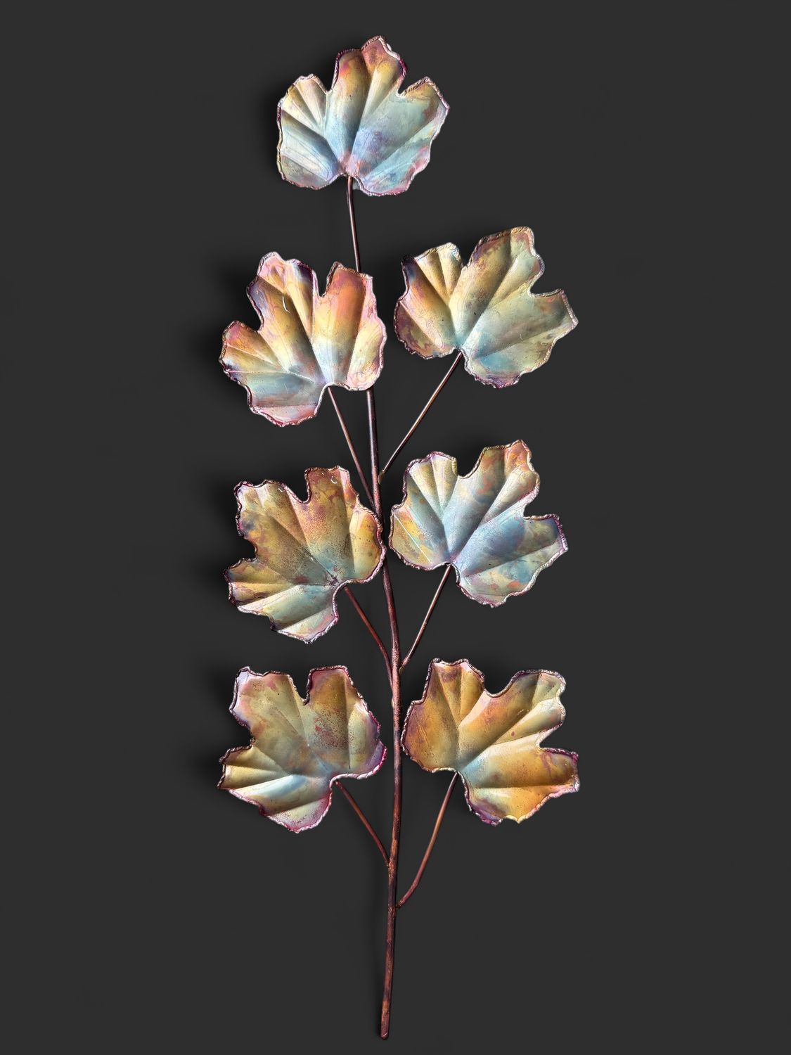 7 Maple Leaf Copper Art, Size: Small