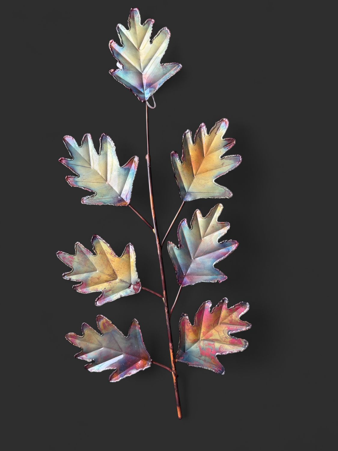 7 Oak Leaf Copper Art, Size: Small