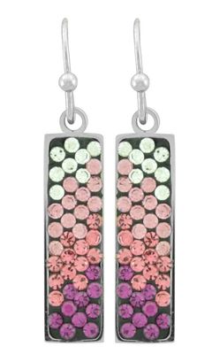 Pink Rectangle Mosaic Crystal Earrings