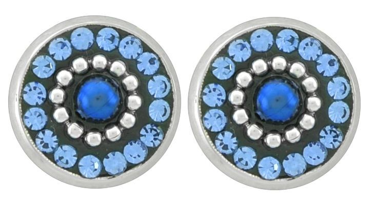 Blue-Black Circle Mosaic Crystal Earrings