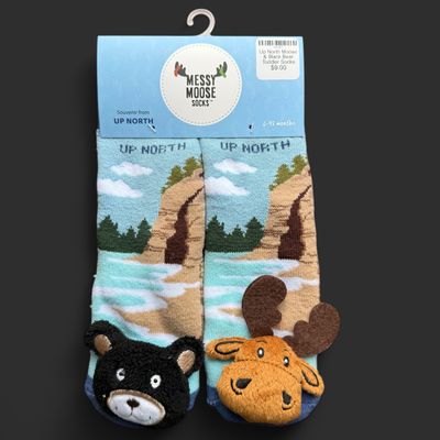 Up North Moose & Black Bear Toddler Socks
