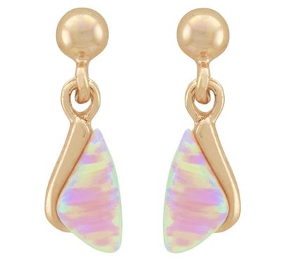 Gold Earring LAB White Opal