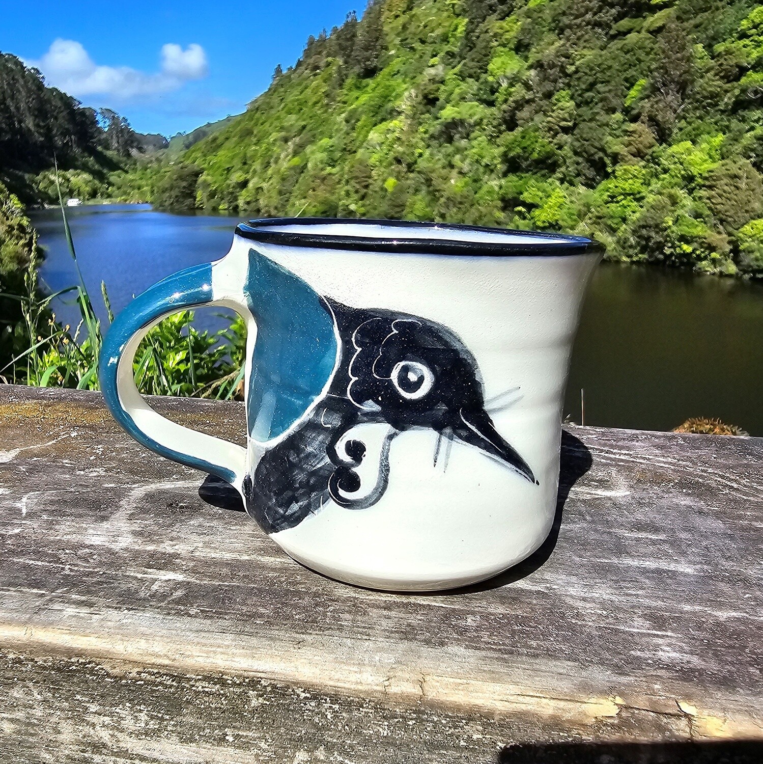 Handmade Ceramic Mug, Design: Tūī