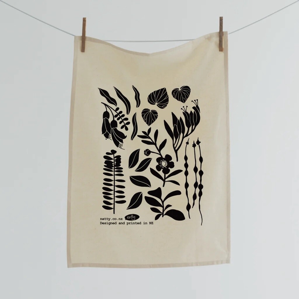 Natty Cotton Tea Towel, Design: NZ Natives