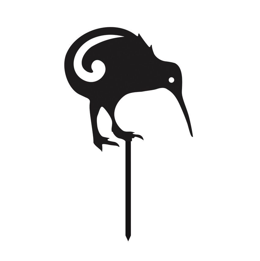 Corten Steel Mini Garden Art - Black, Bird: Kiwi