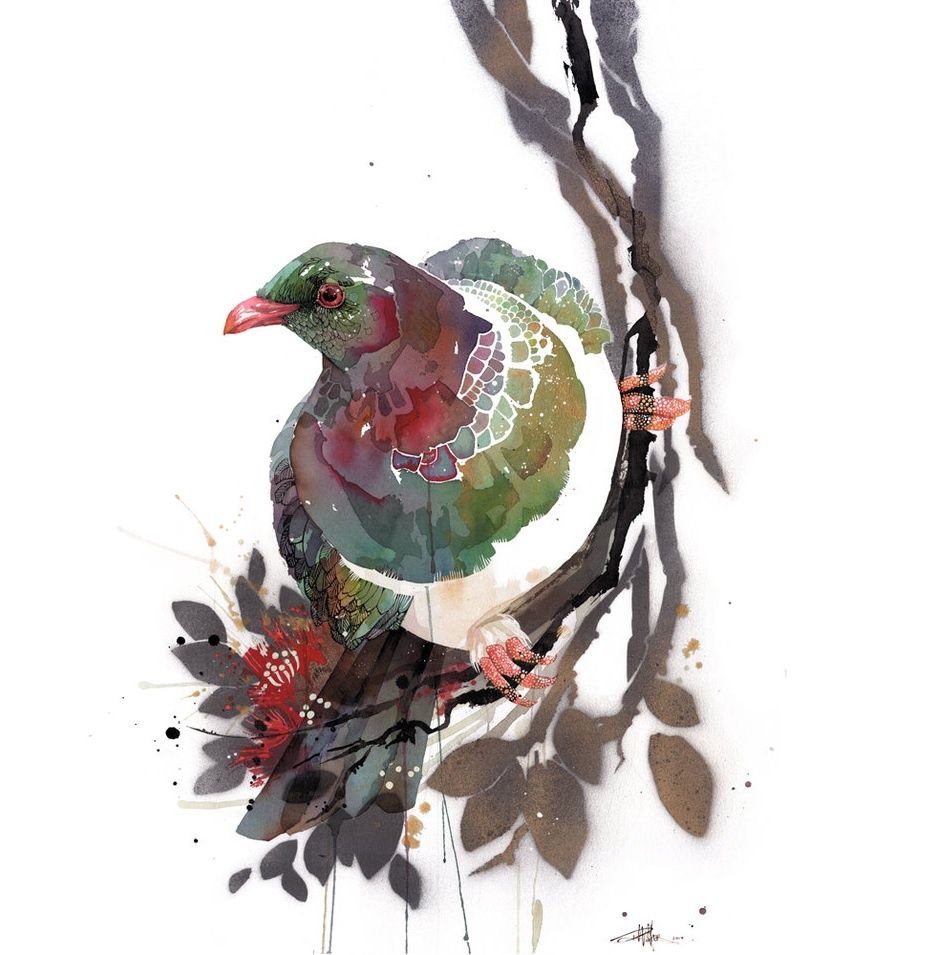 Rachel Walker Watercolour Artwork Prints, Design: Kererū Swing