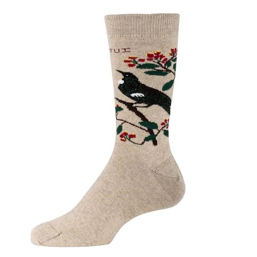Native Birds Possum Merino Socks, Design: Tūī