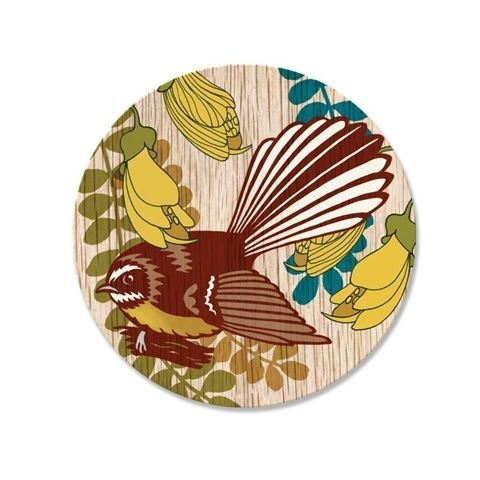Native Birds Coasters, Design: Screenprint Fantail