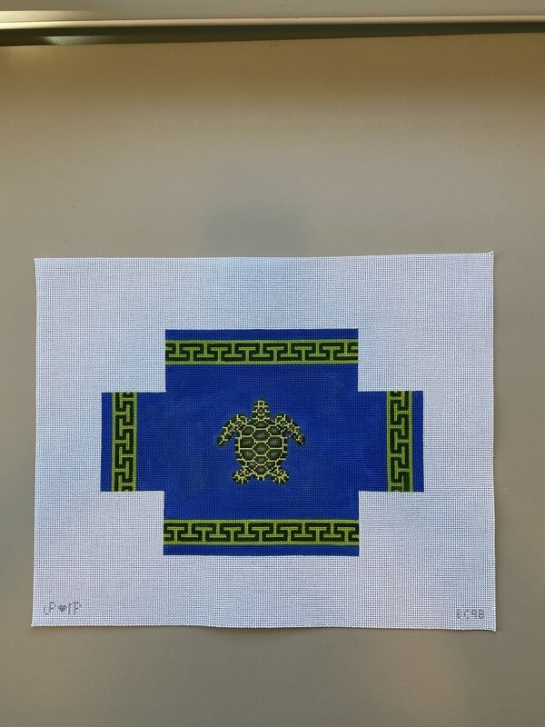 JP BC98 Turtle on Blue with Greek Key Border