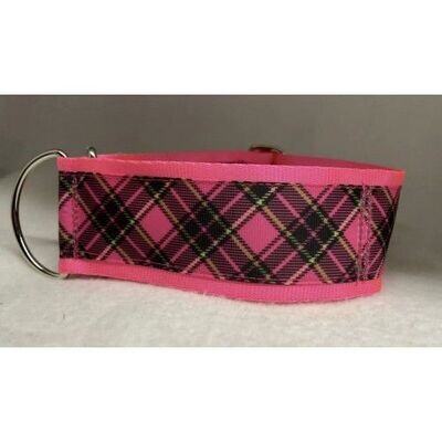 Pink Tartan Whippet/Greyhound Collar