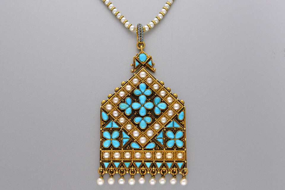 Natural Pearl and Persian Turquoise Pendant