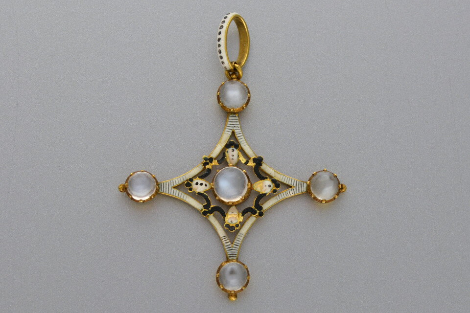 Renaissance-Revival Gold, Enamel, and Moonstone Pendant