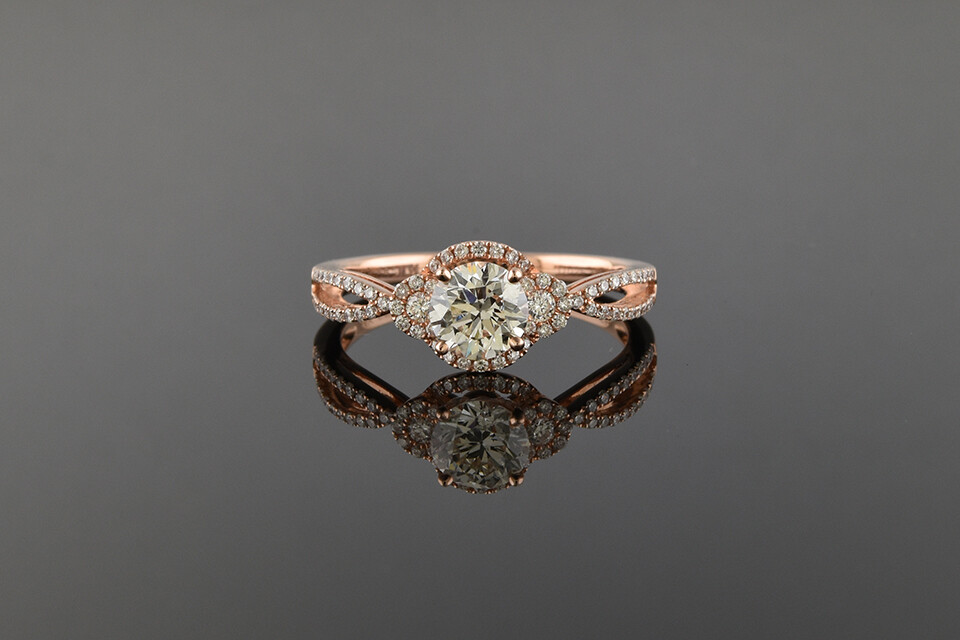 Rose Gold Split Shank Diamond Engagement Ring