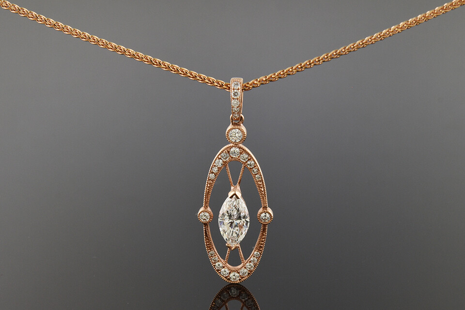 Rose Gold Marquise Diamond Necklace/Pendant