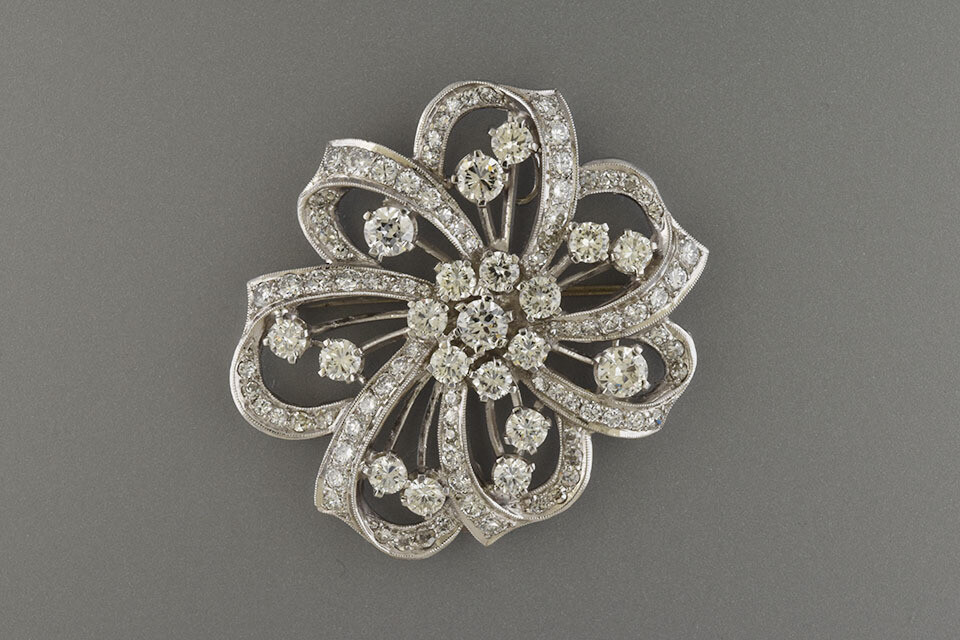 Diamond Ribbon Brooch