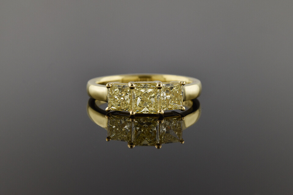 Fancy Yellow Diamond 3 Stone Ring