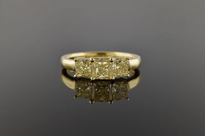 Fancy Yellow Diamond 3 Stone Ring