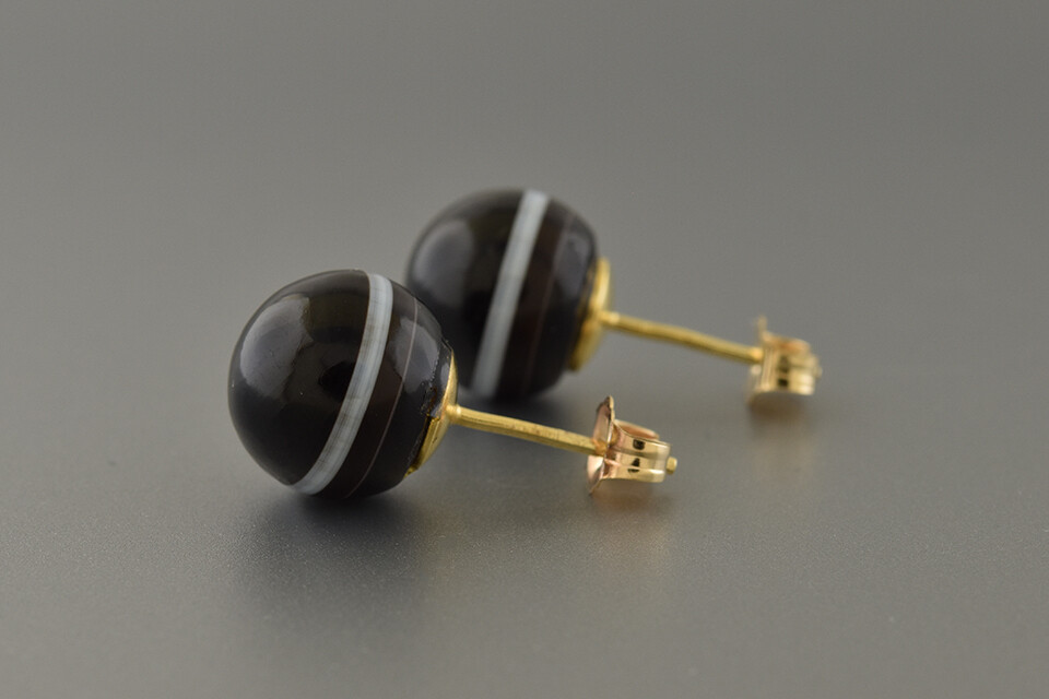 Late Victorian Banded Agate Earrings