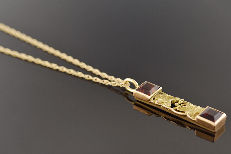 Garnet Bar Pin Conversion Necklace