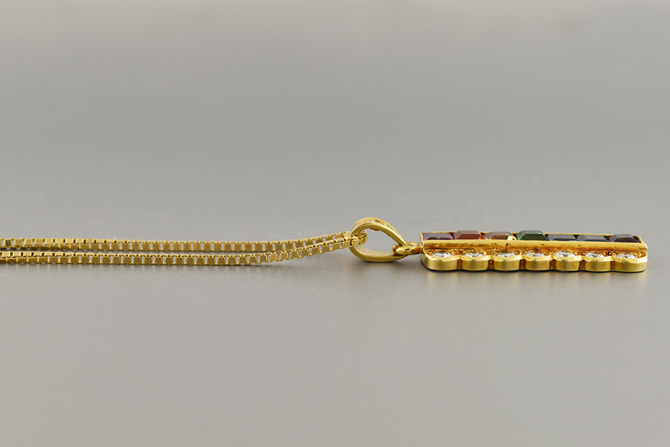 Fine Multicolor Gemstone Stick Pendant