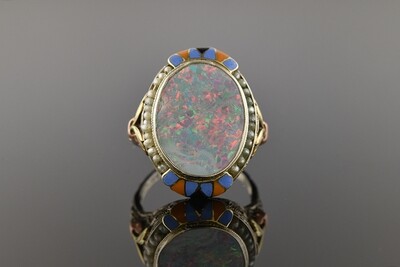 Fiery Opal Ring with Intricate Details