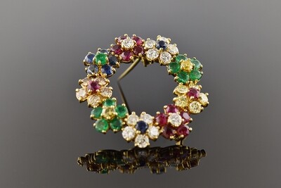 Fine Precious Stone Circle Brooch