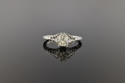 White Gold Filigree Diamond Ring
