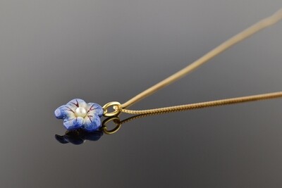 Blue Enamel Flower Pendant