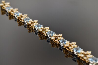 Yellow Gold Aquamarine & Diamond Bracelet Yellow Gold Aquamarine & Diamond Bracelet