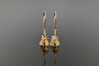 Gold Insect Dangle Earrings