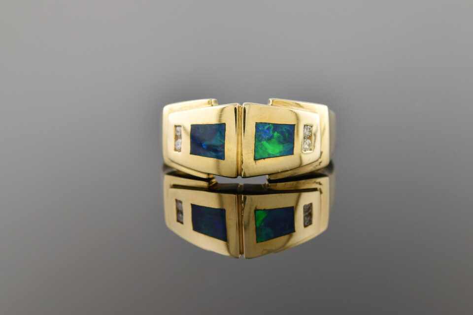 Opal Inlay & Diamond Ring