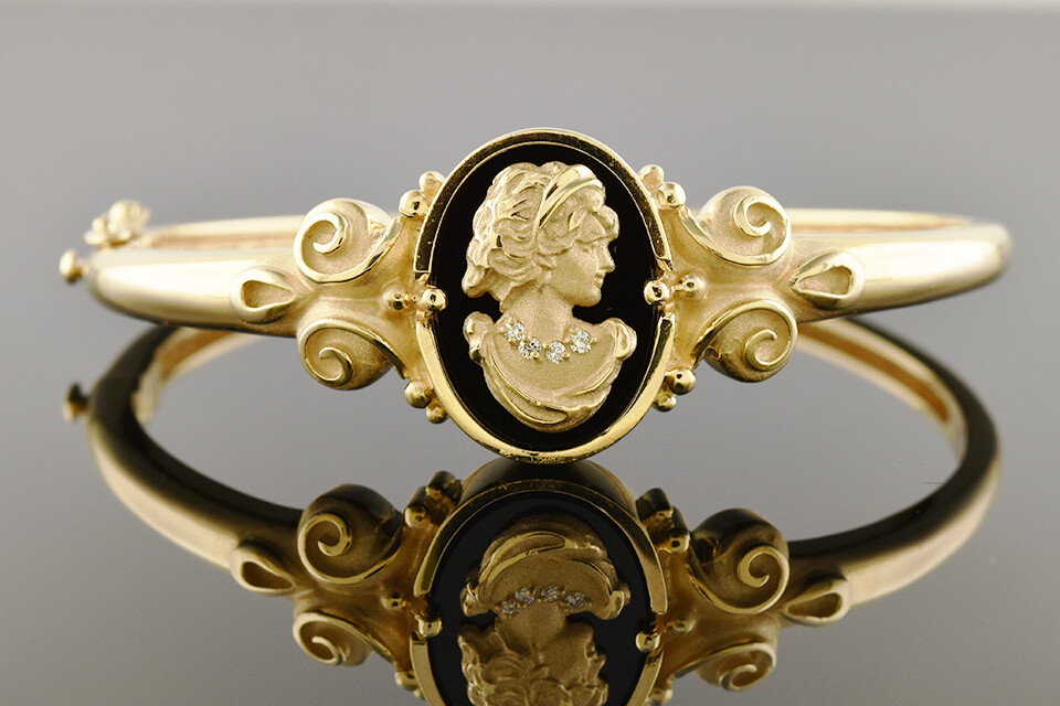 Modern Cameo Bangle Bracelet