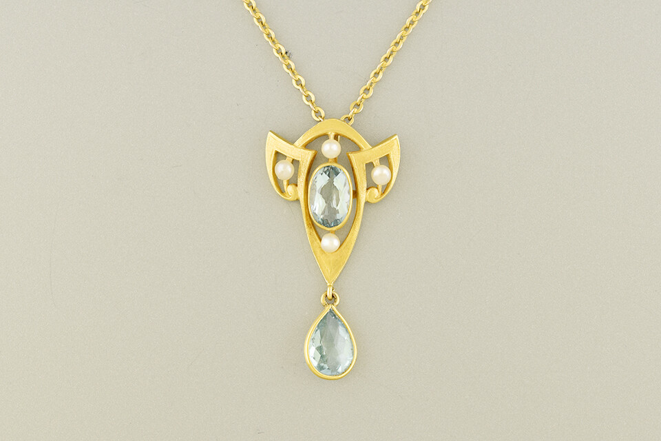 Aquamarine &amp; Pearl Necklace